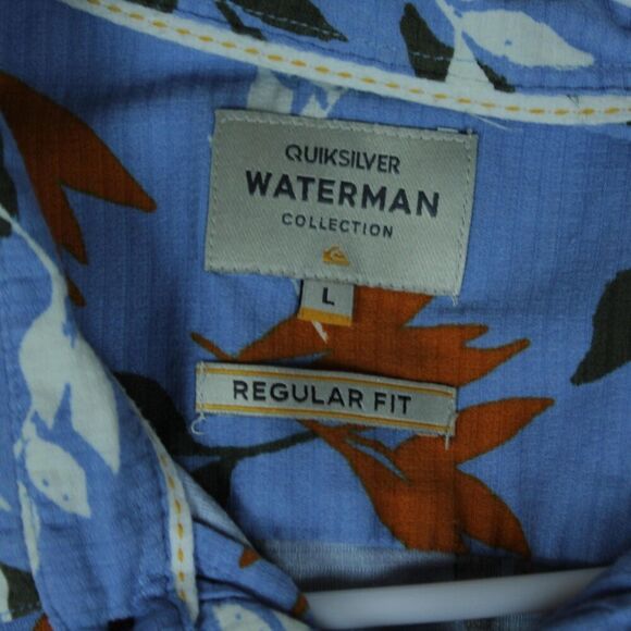 Quiksilver Waterman Shirt Mens Large Hawaiian Floral Regular Fit Button Up - Picture 2 of 8